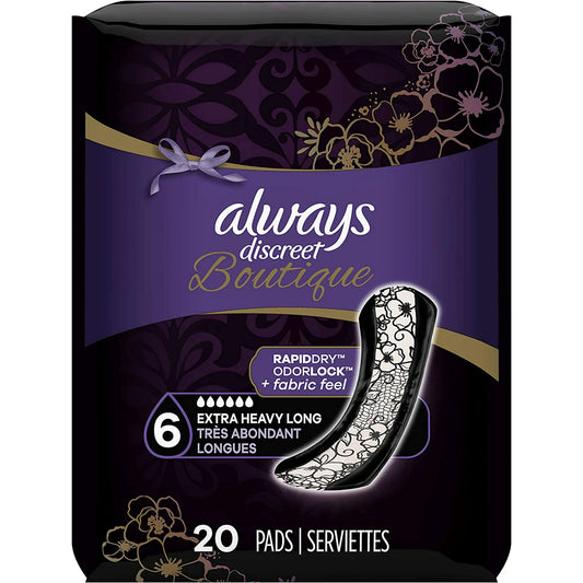 Womens Pads, Size 6, Extra Heavy Absorption, Long, 20 Pads