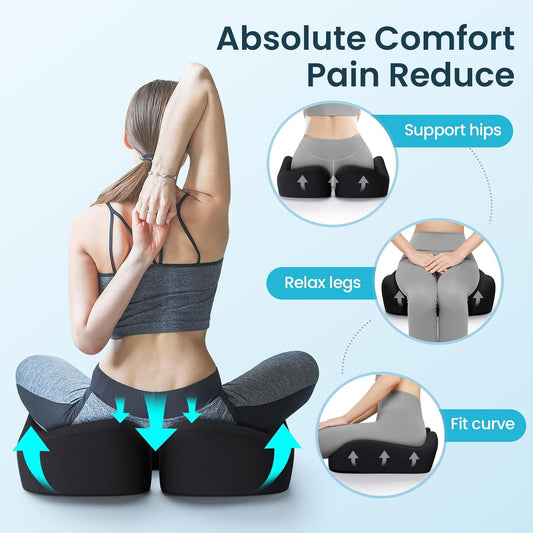 Seat Cushion, Memory Foam Cushions for Office Chair, Car Seat for Back Support (Black)